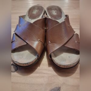 G.H. Bass & Co. Tan Leather Slide Sandals